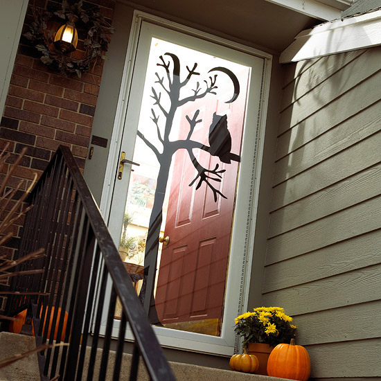 Owl-in-Tree Door Silhouette Halloween door