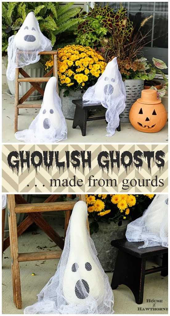 Gourd Ghosts Outdoor Halloween Decorating