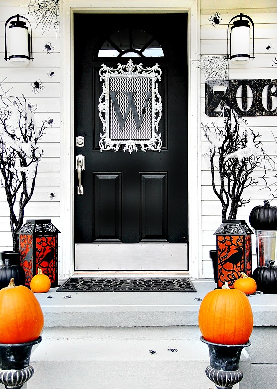 Black Halloween front door