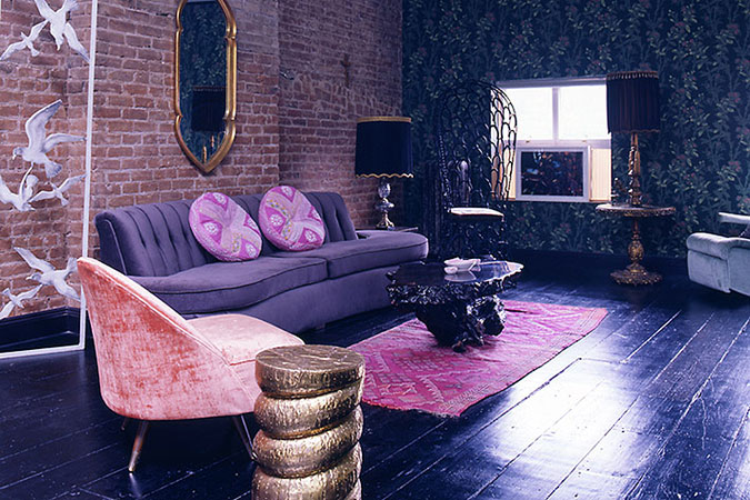 Purple Loft Living Room Idea