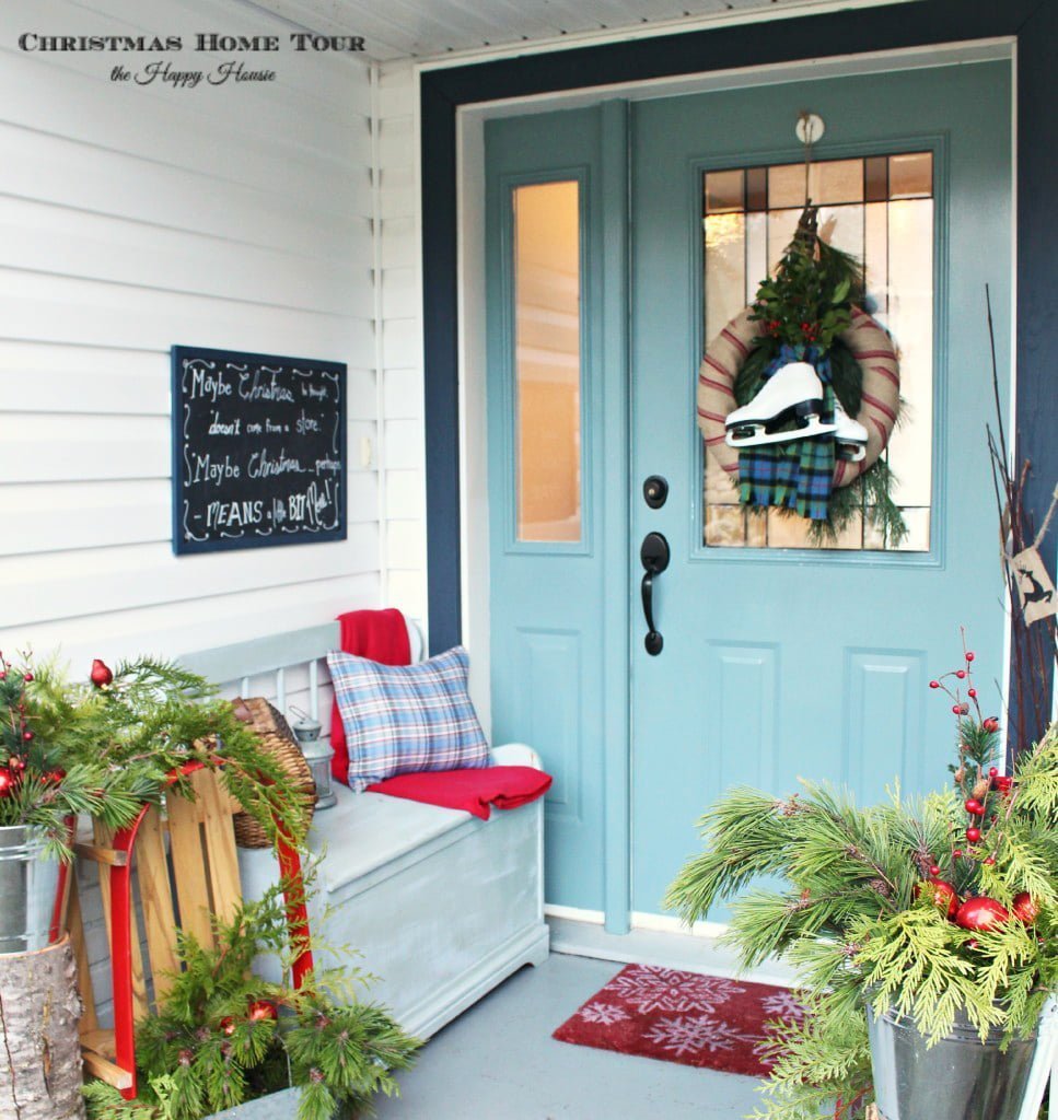 Winter decorations for front door