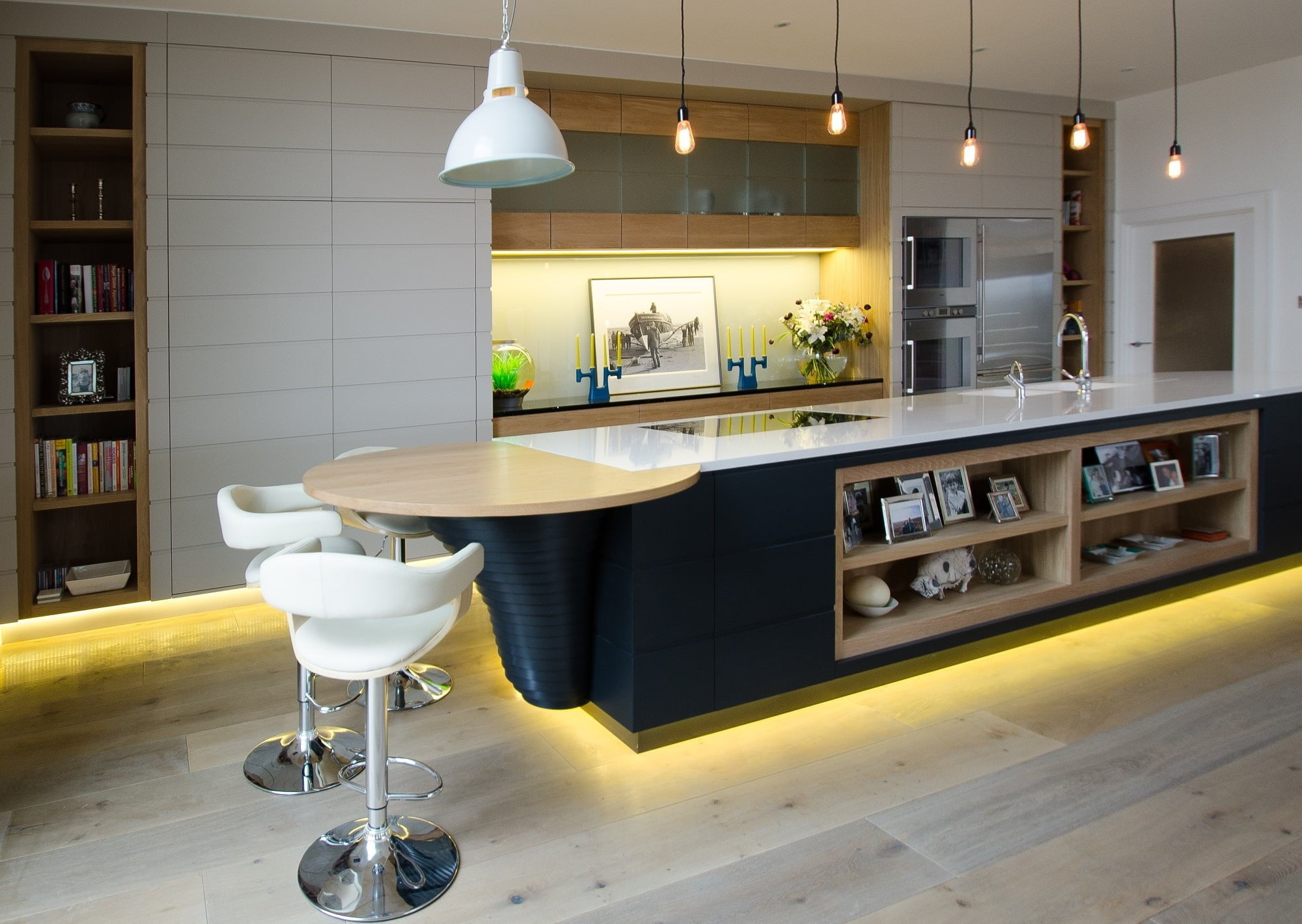 kitchen island with under lighting