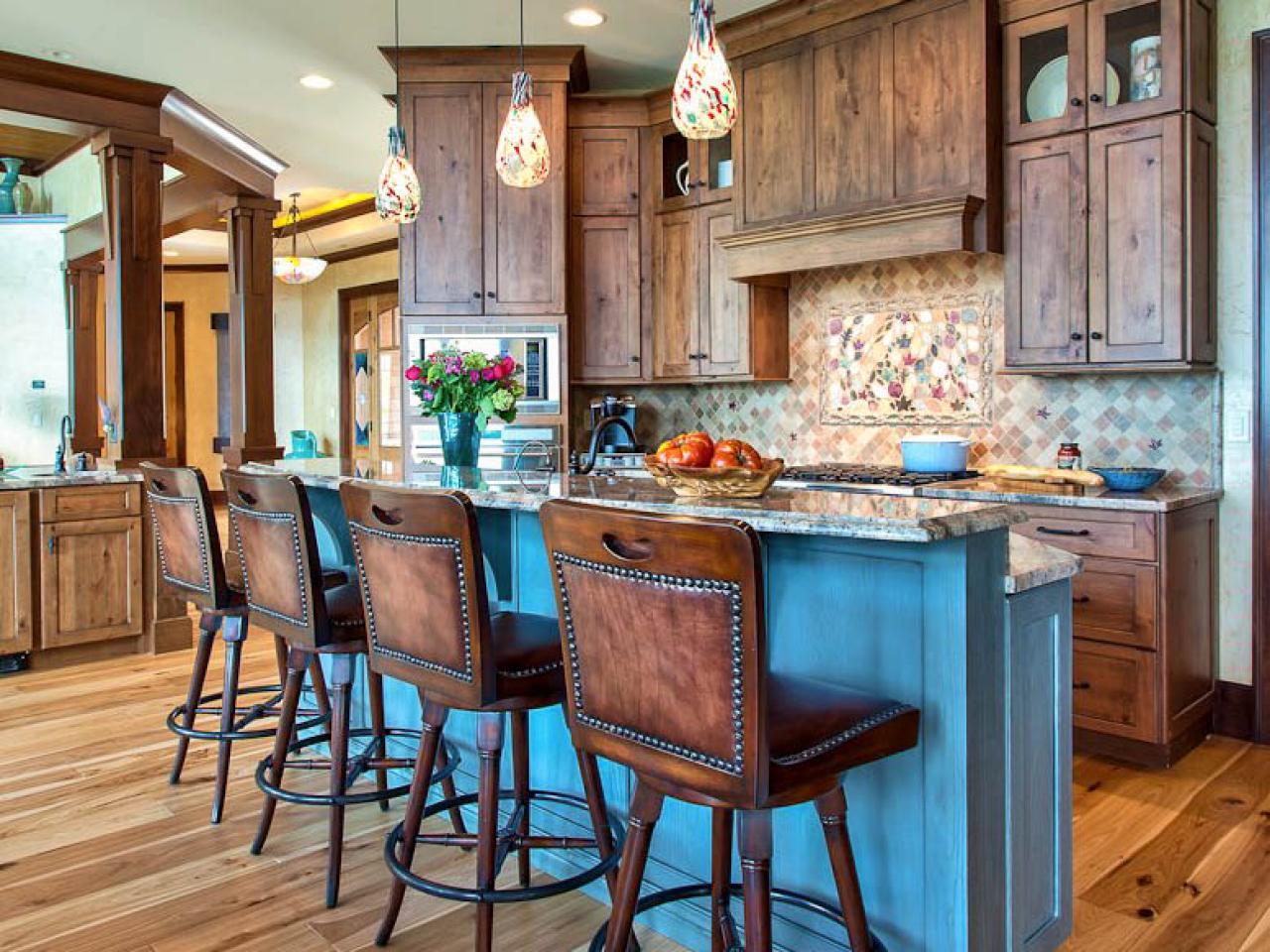 cherry wood kitchen island with seating