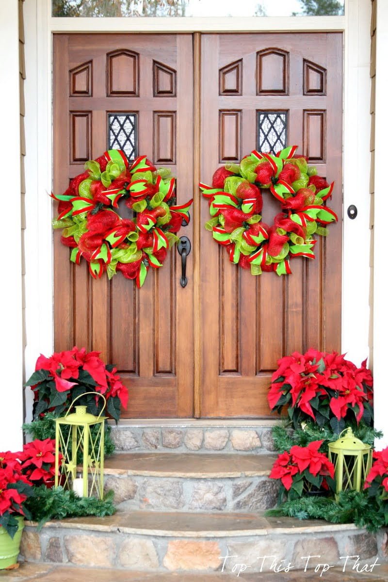 Whimsical Ribbon Wreaths DIY Christmas Front Door Decor