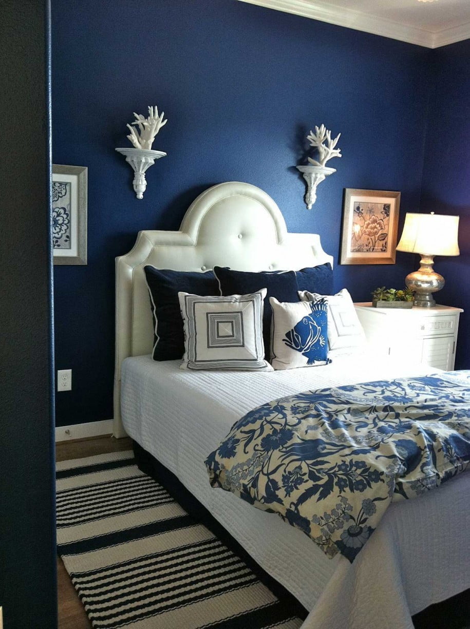 Navy Blue Bedroom Walls 50 Best Bedrooms With White Furniture for 2020