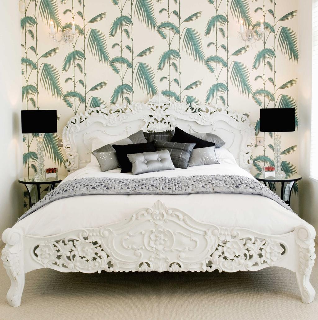 Floral Wallpaper in a White Furniture Bedroom