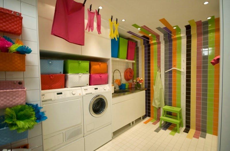 colorful laundry room design