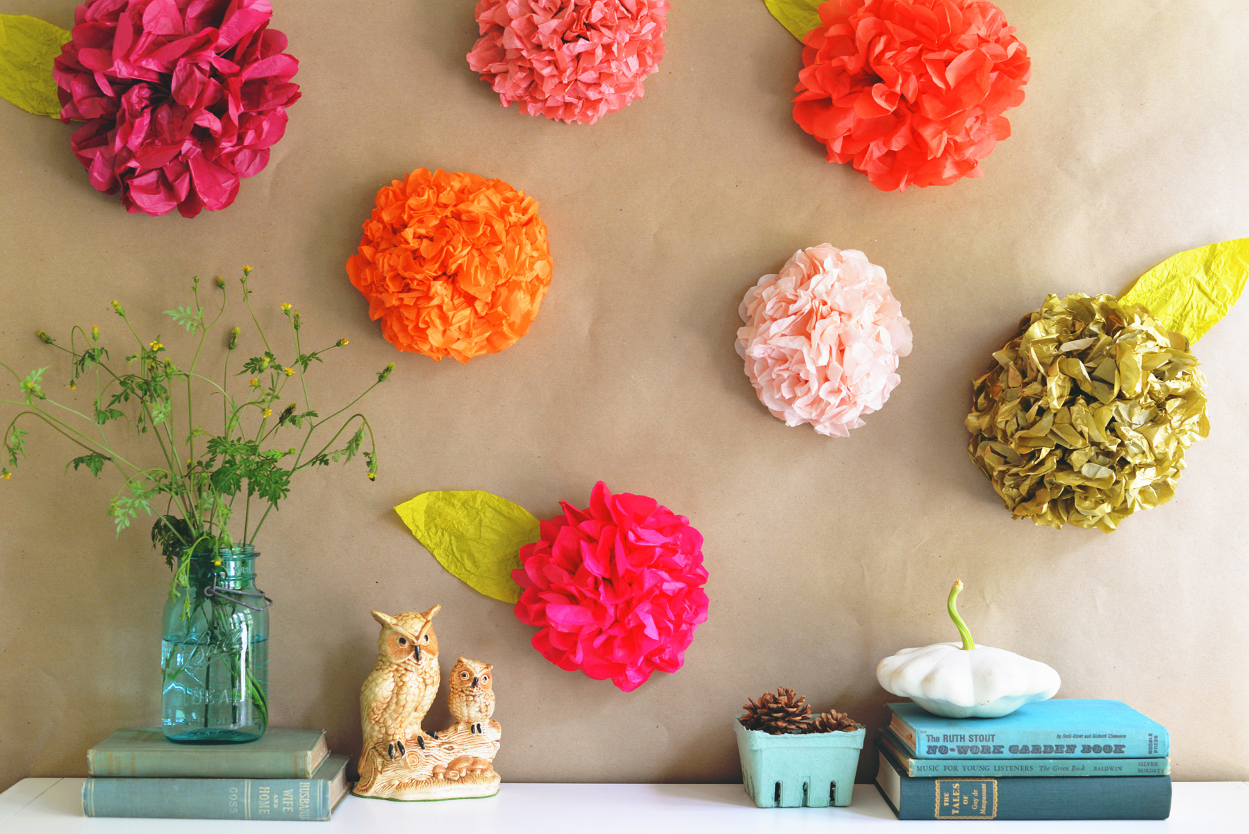 Colorful summer design tissue paper flowers