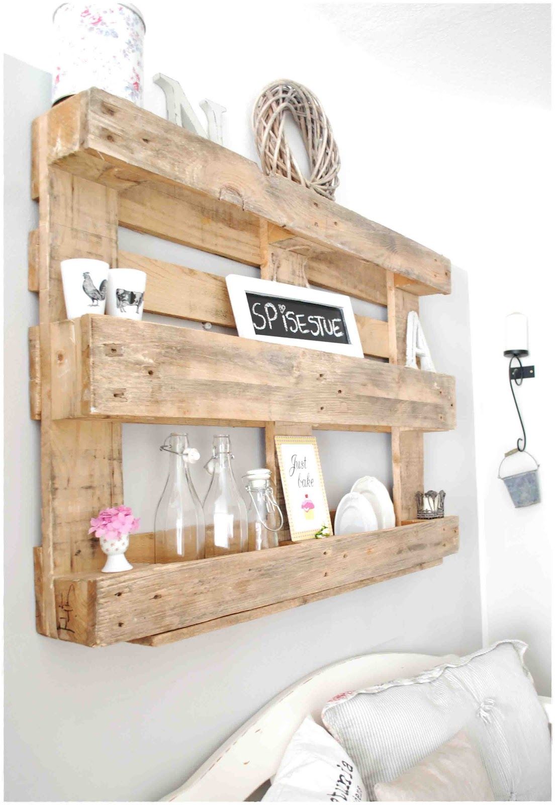 50 Best Creative Pallet Furniture Design Ideas For 2021   01 Easy Rustic Wood Shelving Diy Pallet Projects Homebnc 