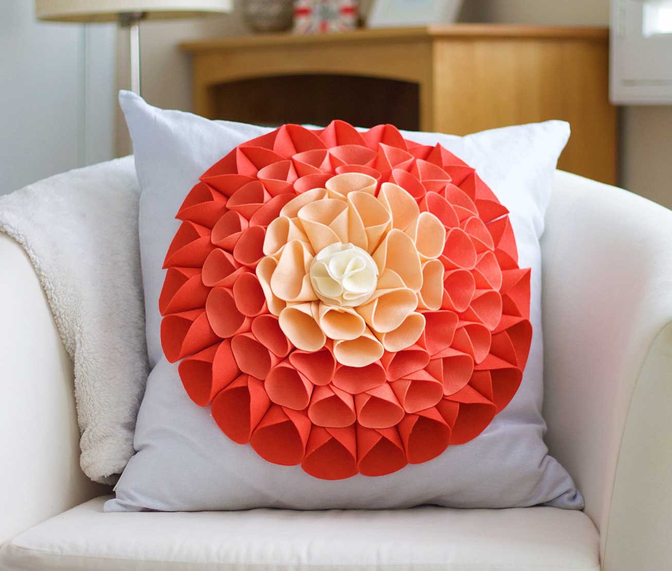 Colorful floral accent pillow