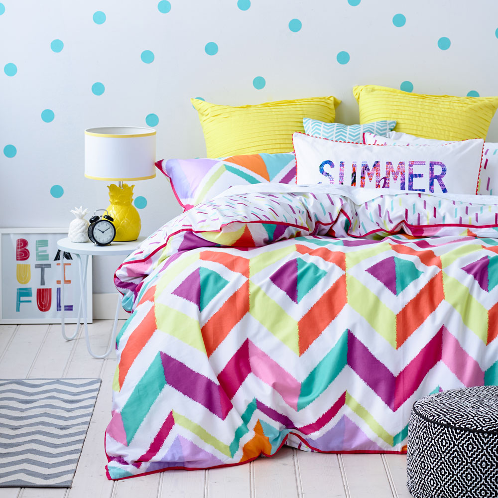 Colorful bedroom home decor for summer