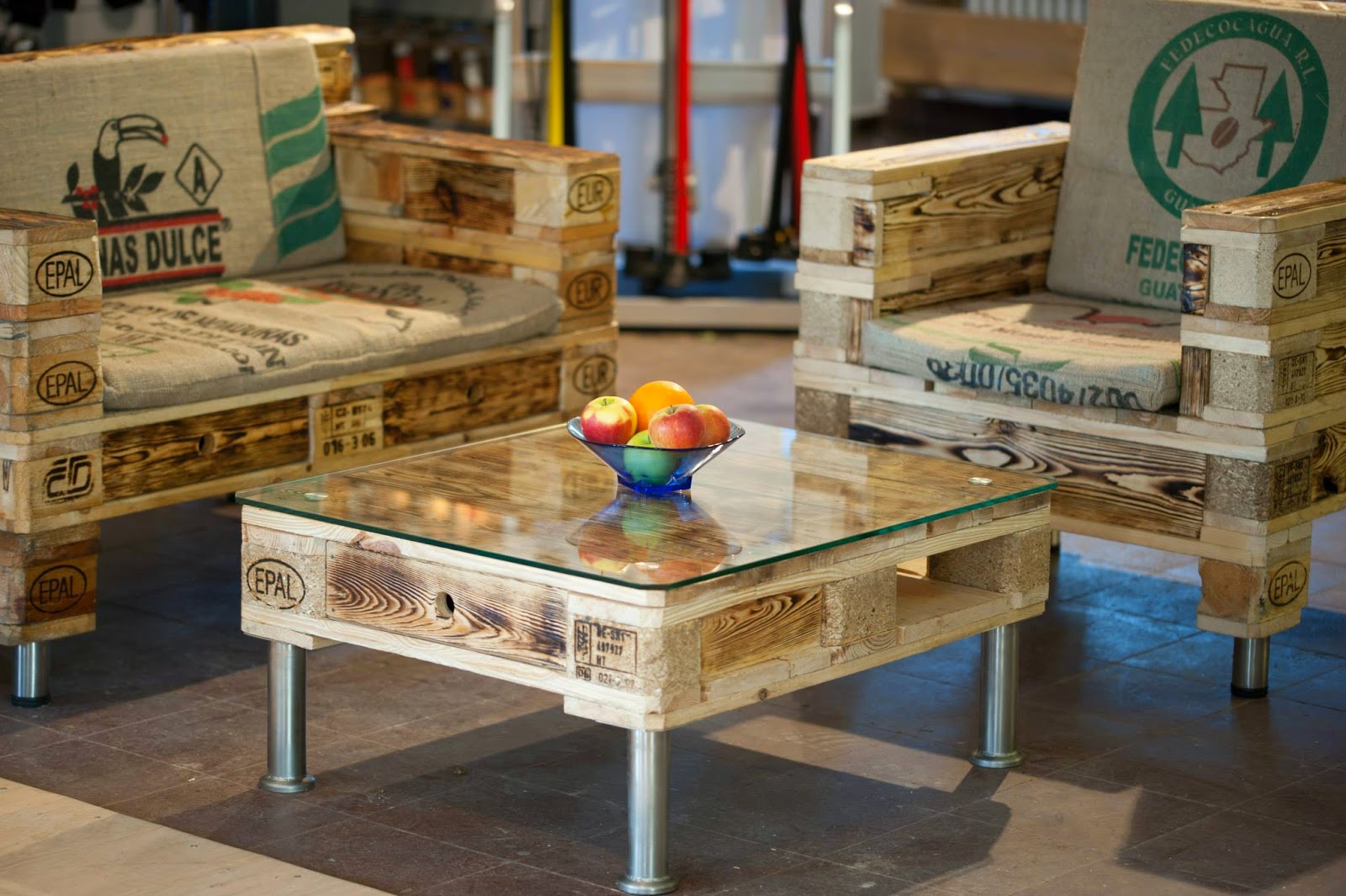 Industrial Coffee Table and Chairs