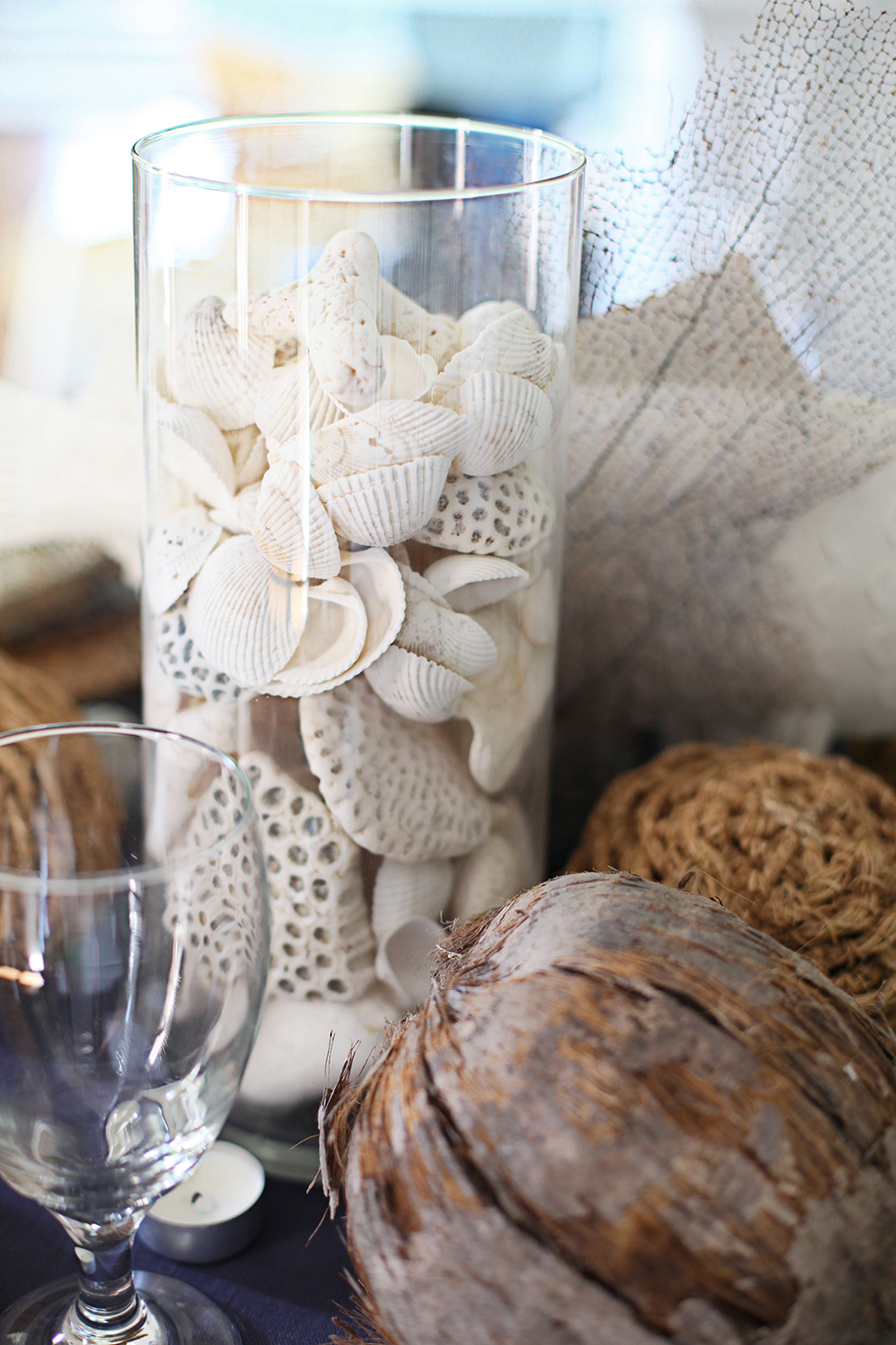 Seashell vase centerpiece