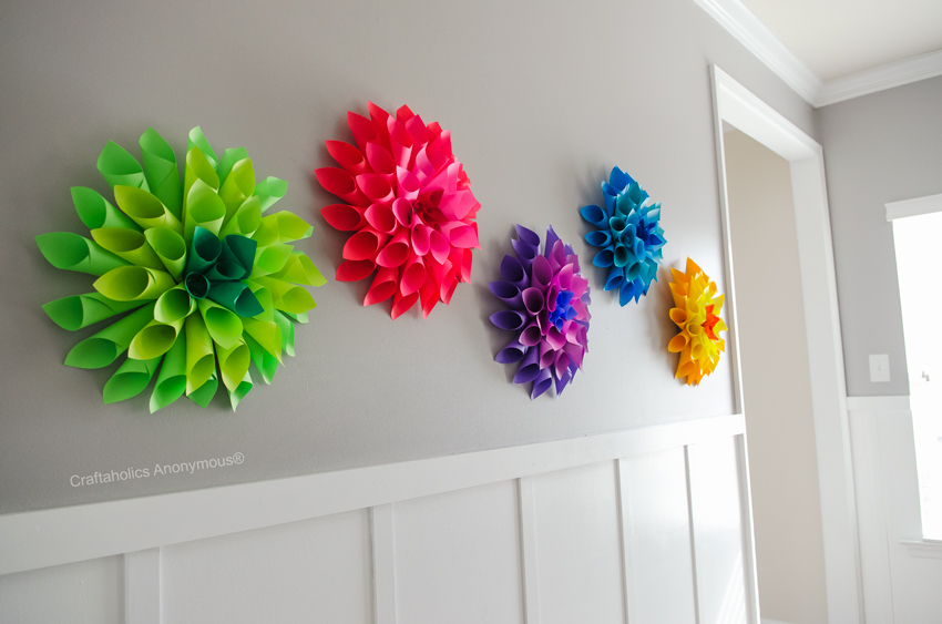 Rainbow effect with paper dahlias