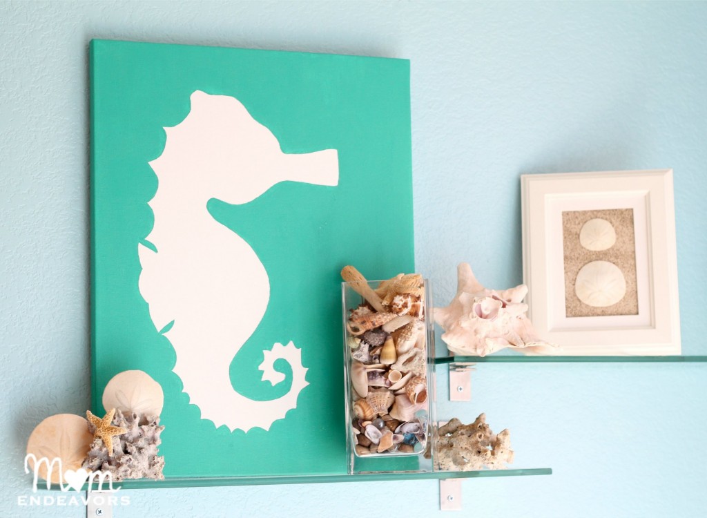 DIY beach themed bathroom wall art