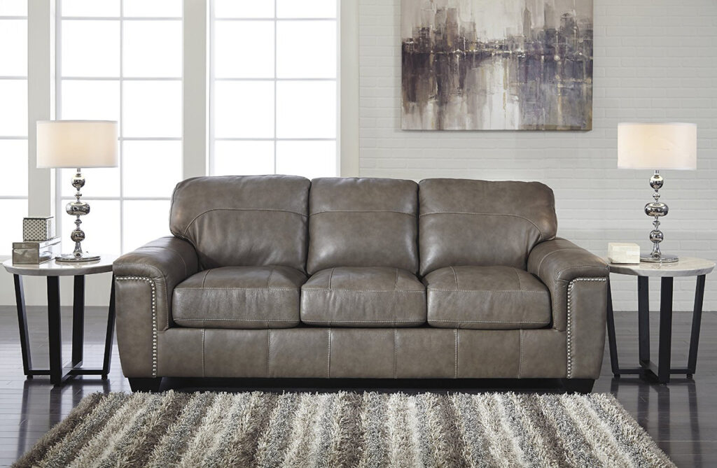 tan faux leather sleeper sofa