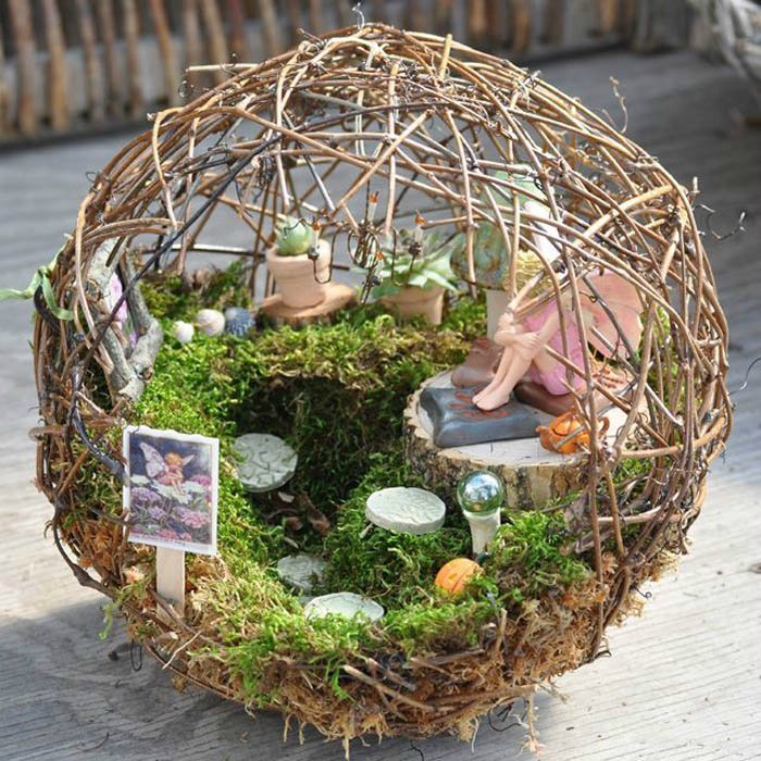 Fairy Garden Ideas: Around my twiggy orb fairy garden ideas