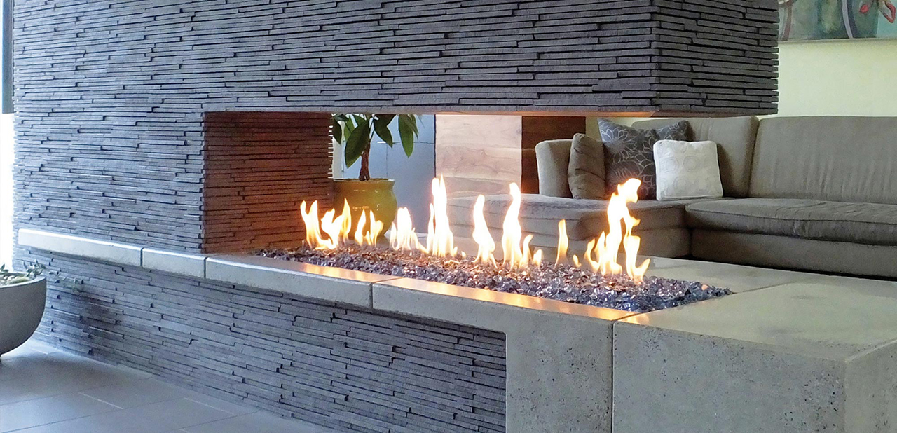 modern linear fireplace idea