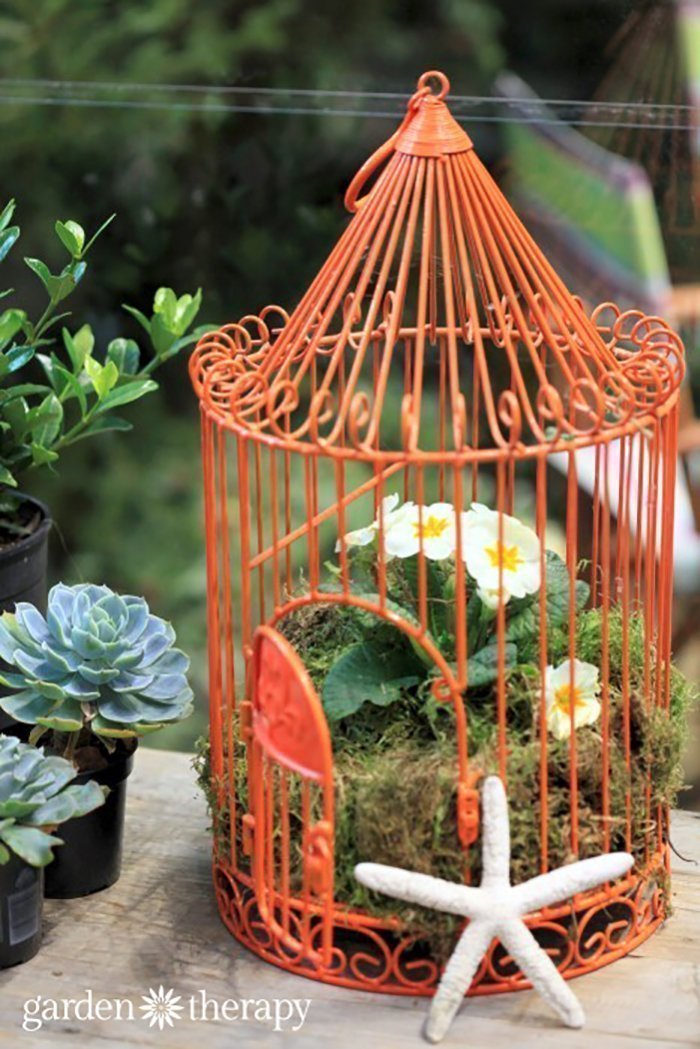 Bird Cage Planters - Tutorial plus 15 Decorative Birdcage Planter Ideas