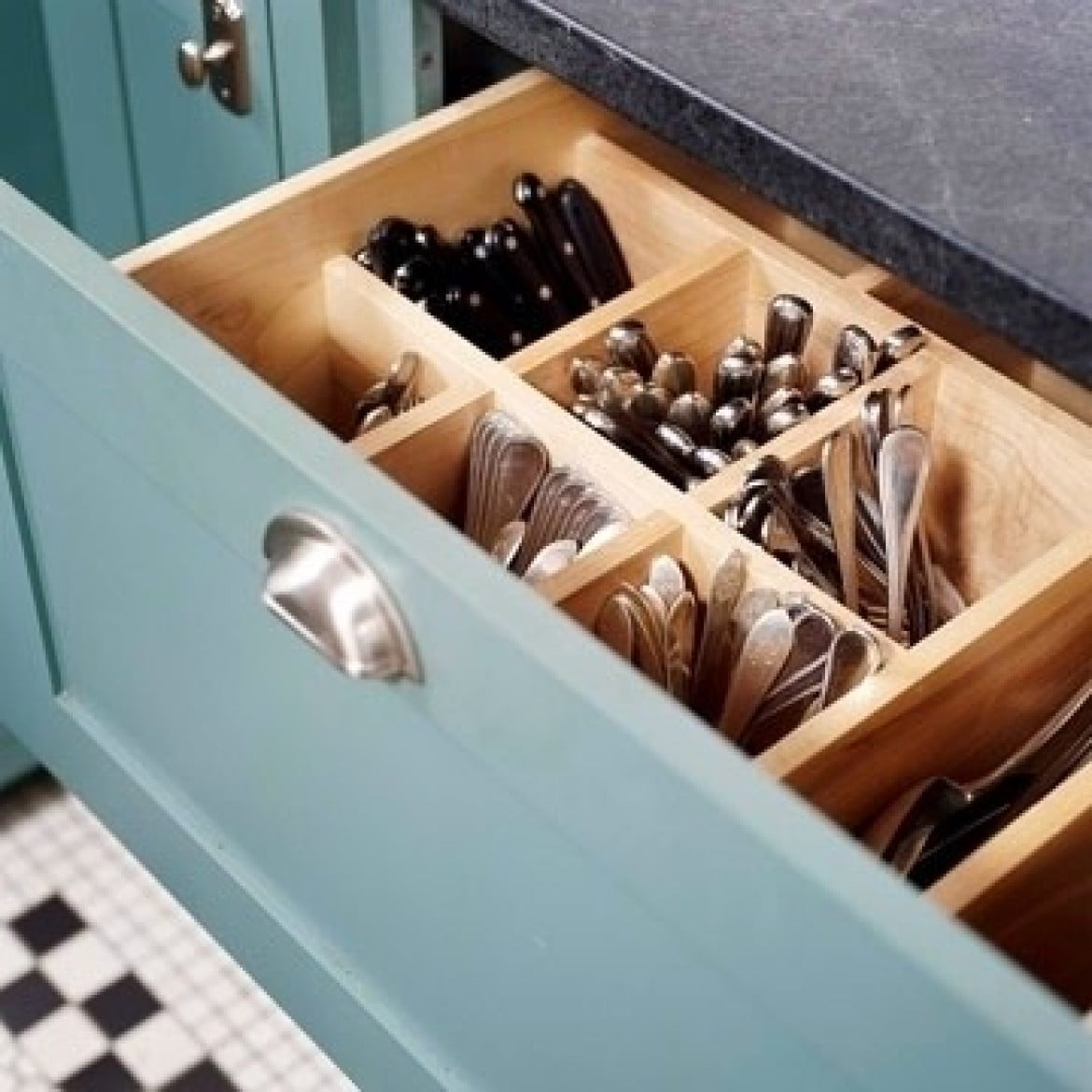 Keep Utensils in a Deep Drawer With Wooden, Vertical Slots