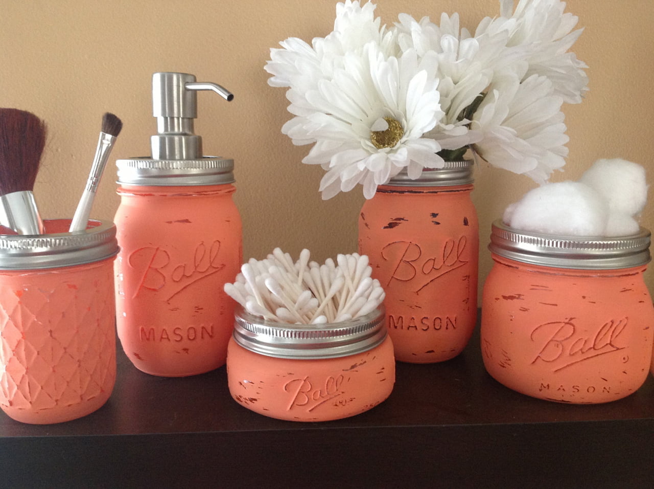 Chalk Peach Makeover for Mason Jars