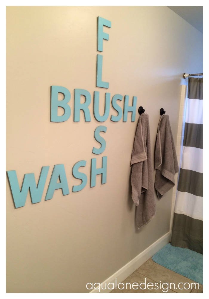 Wall Scrabble Letters as Bathroom Decorations