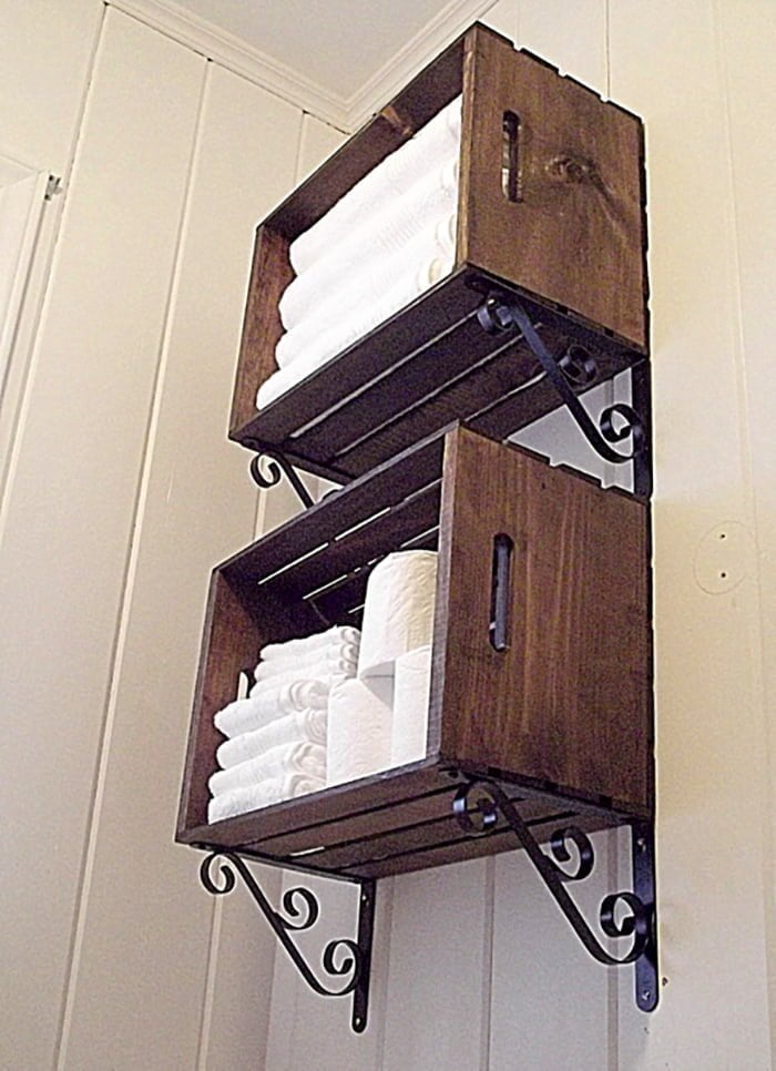 50 Best Bathroom Storage Ideas And, Wooden Crates For Bathroom Storage