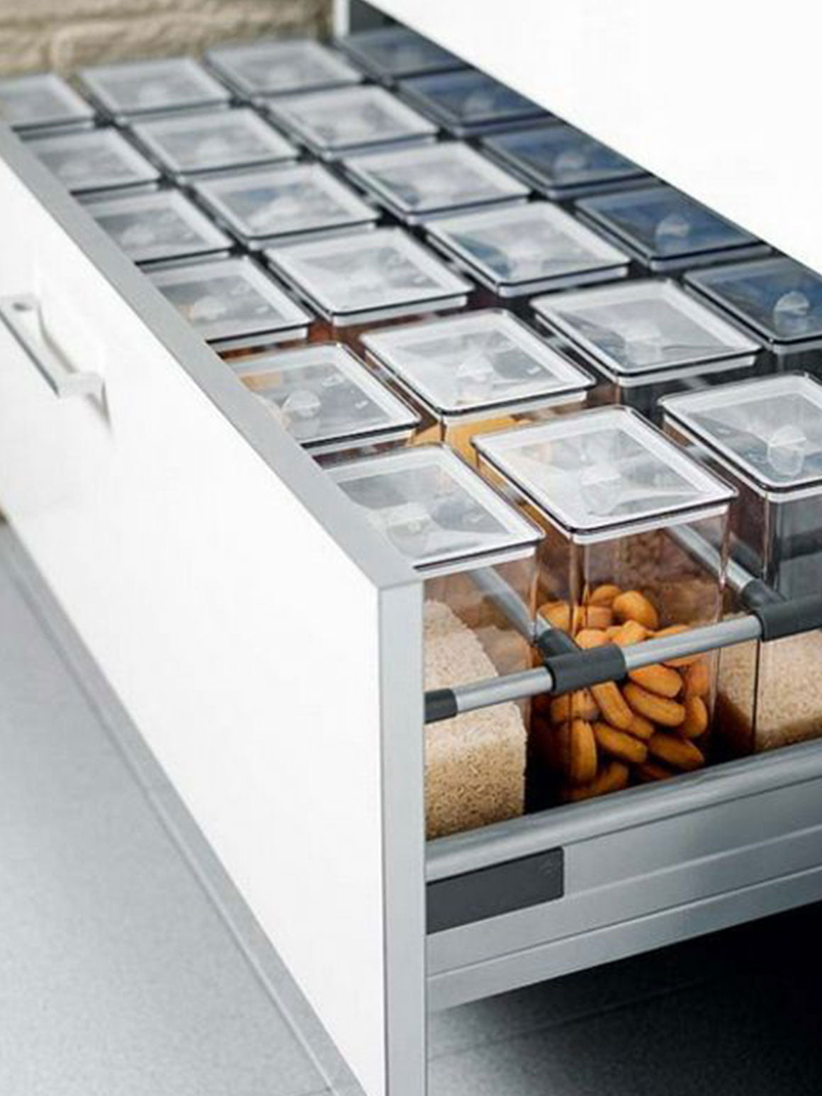 Place Same-Sized Canisters in Rows in a Deep Drawer