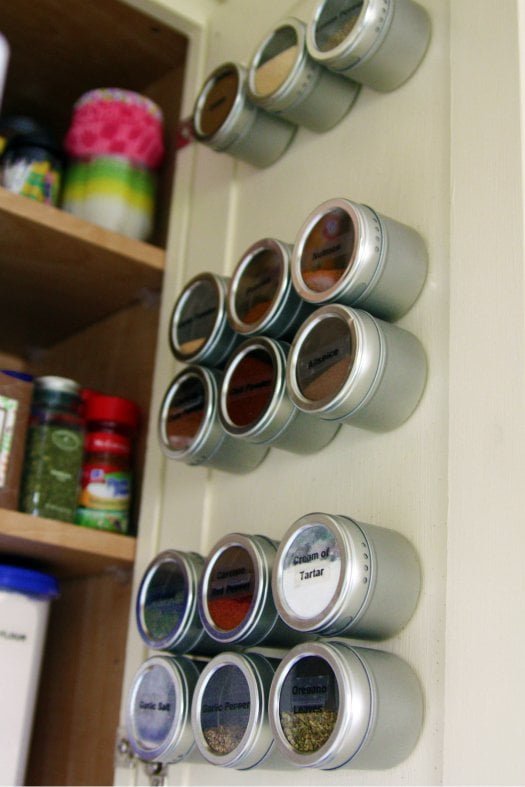 Attach Magnetic Canisters Inside Cabinet Doors for Space-Saving Solutions