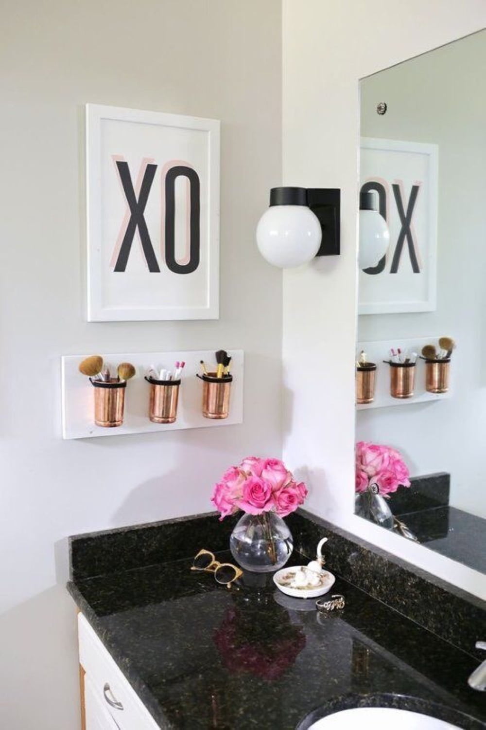 white and gold bathroom vanity