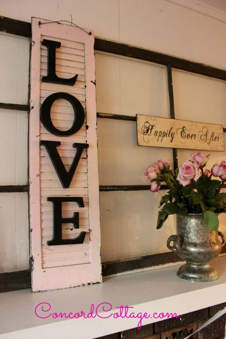 Pink "LOVE" Hanging Shutter