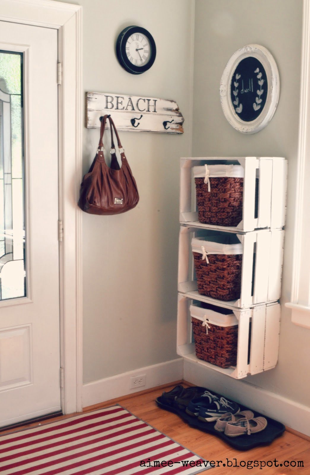 Wood Crate Stacked Entryway Shelves