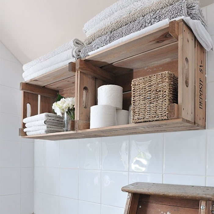 Spa Style Crate Shelf Towel Rack Crate Bathroom Organizer 