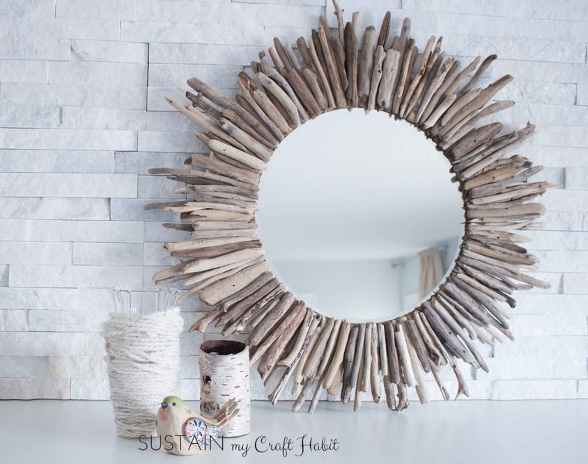 Reflect Your Beauty with a Driftwood-Adorned Mirror