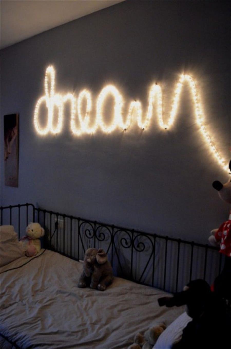 string light wall ideas