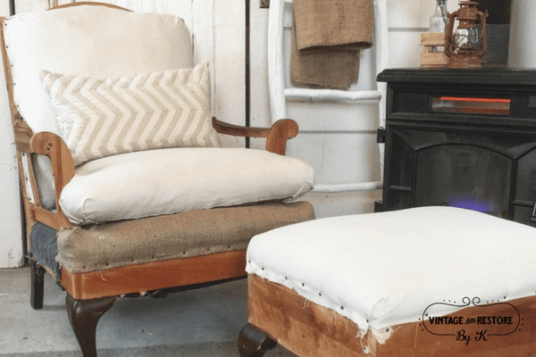 farmhouse style chair and ottoman