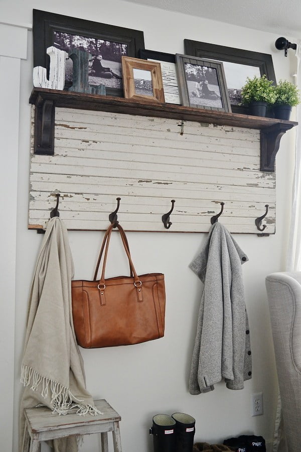 DIY Entryway Organization Made From Old Sliding