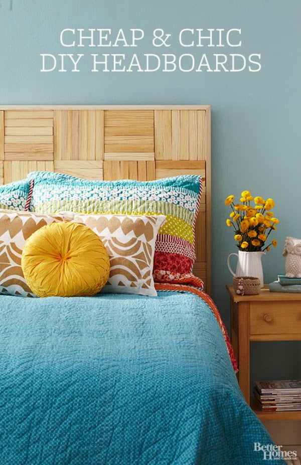 A Faux Woven Headboard with Wood Shims