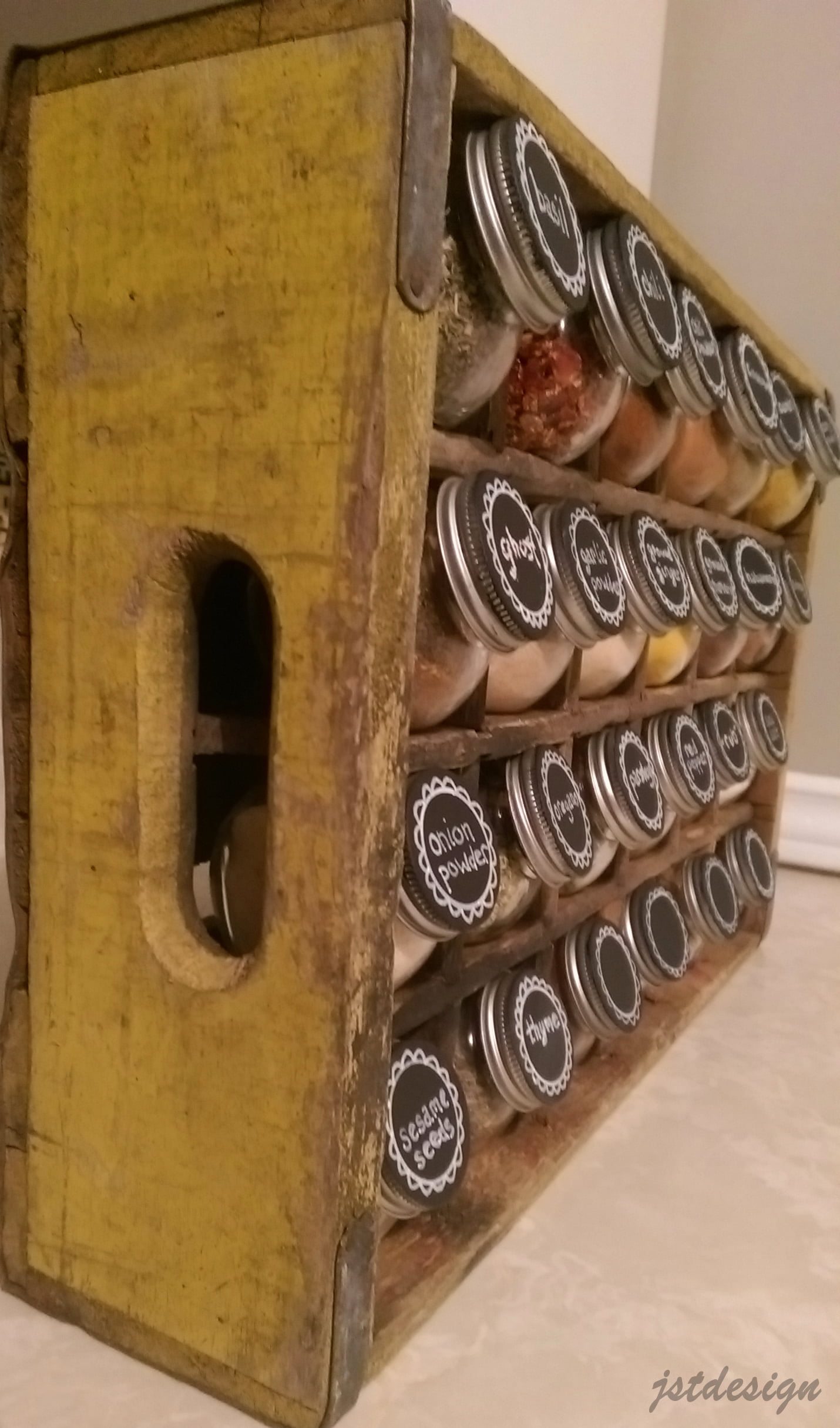 Distressed Wooden Crate Turned Spice Rack