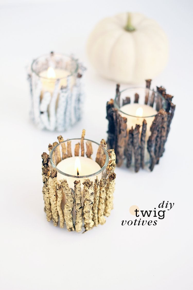 Fall to Holiday Woodsy Votive Holders