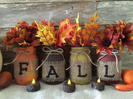 Fabric Fall Jars Have Rustic Appeal