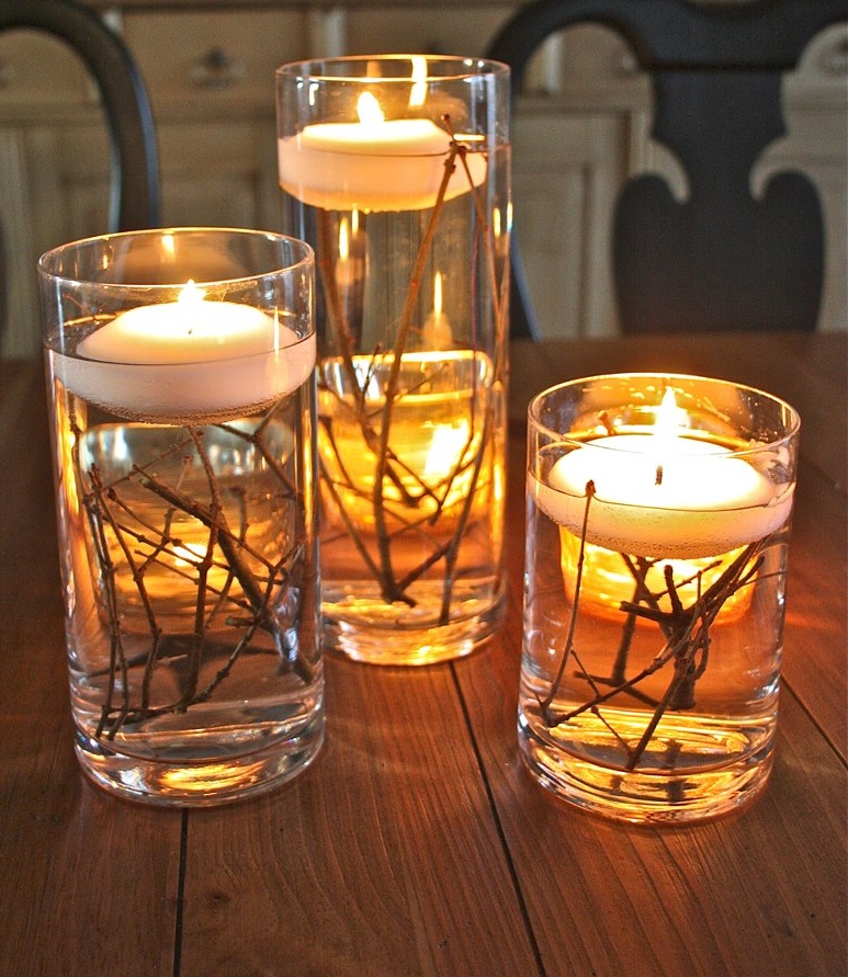 Chic Floating Candles for a Nature-themed Party