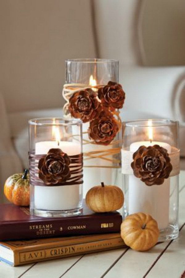 Pinecone “Flowers” for Your Side Table