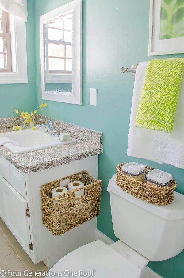 Beachy Raffia Bathroom Storage Baskets