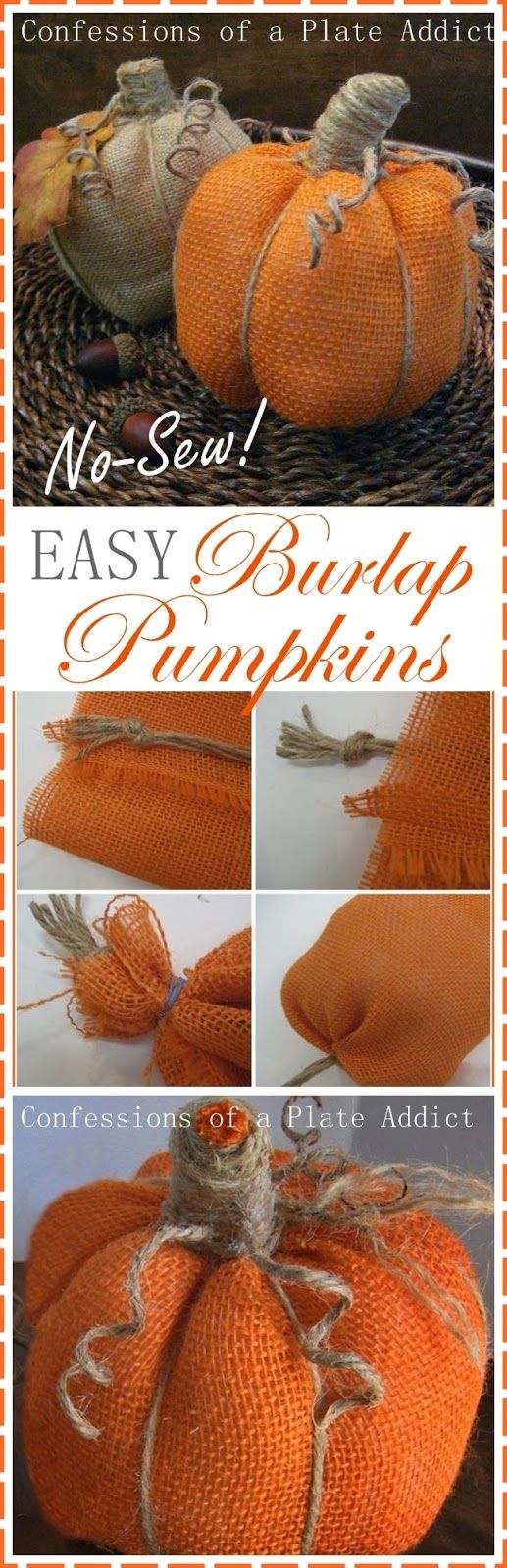 Burlap Pumpkins are Cute as Can Be