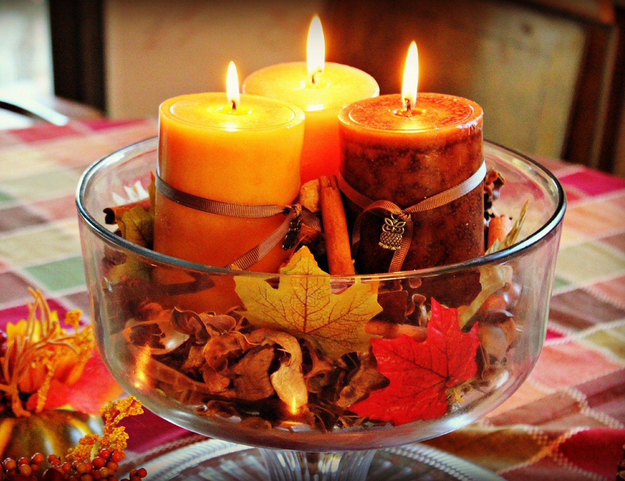 Colorful Fall Candle Centerpiece