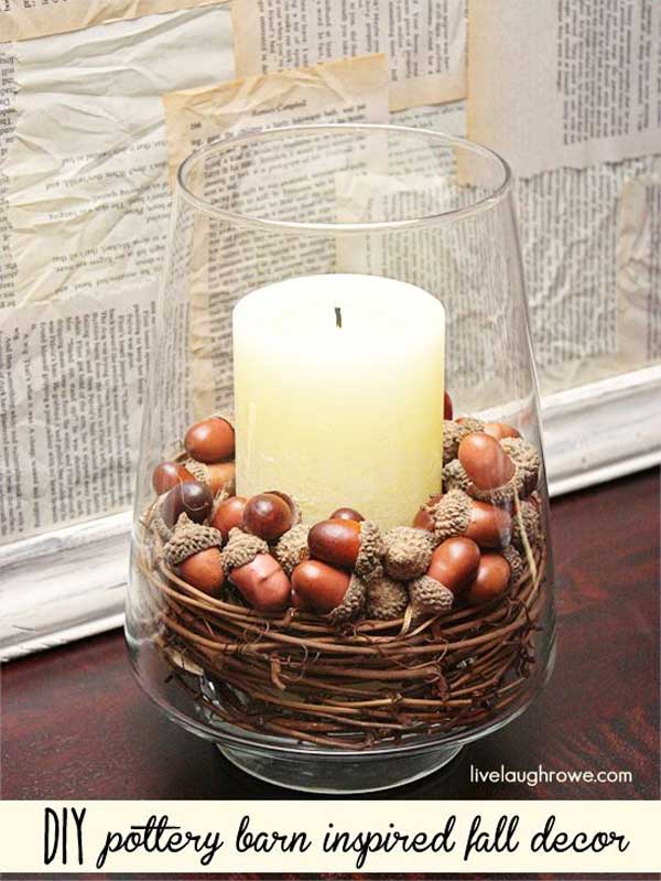 Acorns in a Candle Holder are Gracefully Appealing