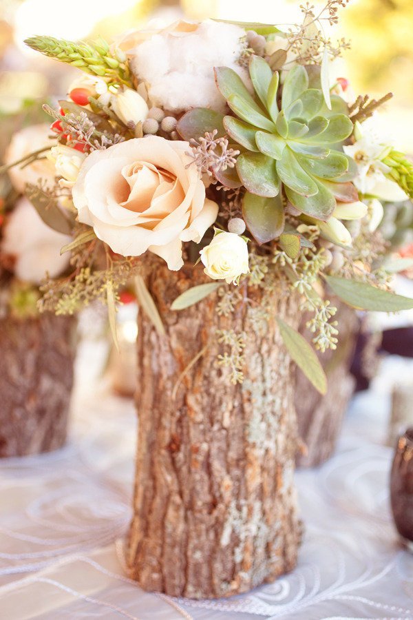 Cut Branch Vase with Rustic Fall Blooms Fall Centerpieces