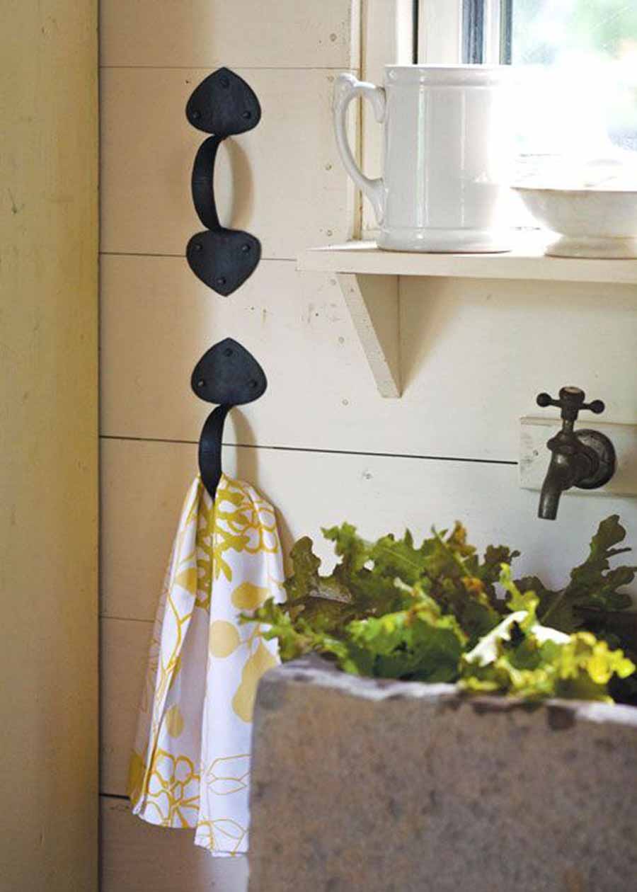 Towel Hooks Made from Vintage Iron Door Handles