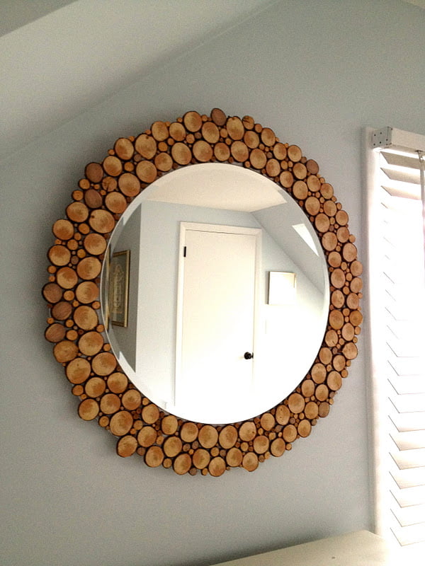 Wood Embellished Mirror on the Wall